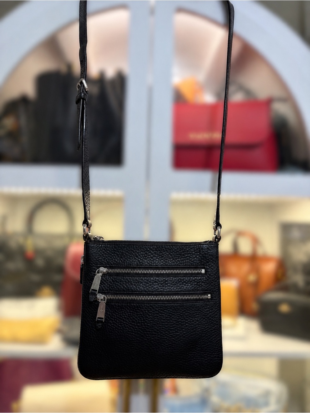 Cole Haan Black Pebbled Leather Crossbody Bag